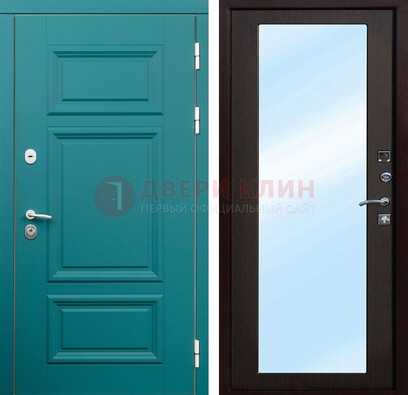 Входная дверь терморазрыв Итальянский орех c виноритом и МДФ с зеркалом ДЗ-122 в Пушкино