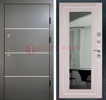 Черная металлическая дверь с зеркалом ДЗ-12 в Пушкино