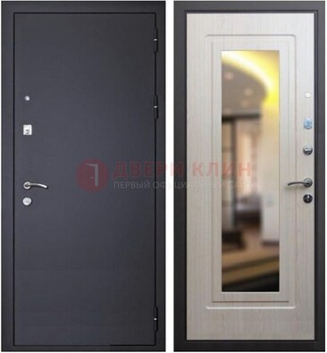 Черная металлическая дверь с зеркалом ДЗ-26 в Пушкино