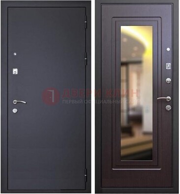 Черная железная дверь с зеркалом ДЗ-30 в Пушкино