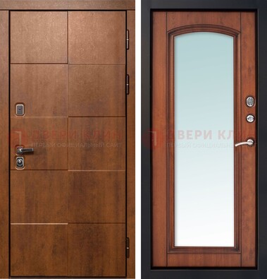 Белая филенчатая дверь с фрезерованной МДФ и зеркалом ДЗ-81 в Пушкино