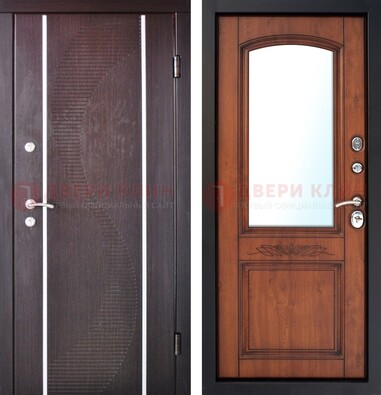 Входная дверь с МДФ и МДФ внутри с зеркалом ДЗ-88 в Пушкино